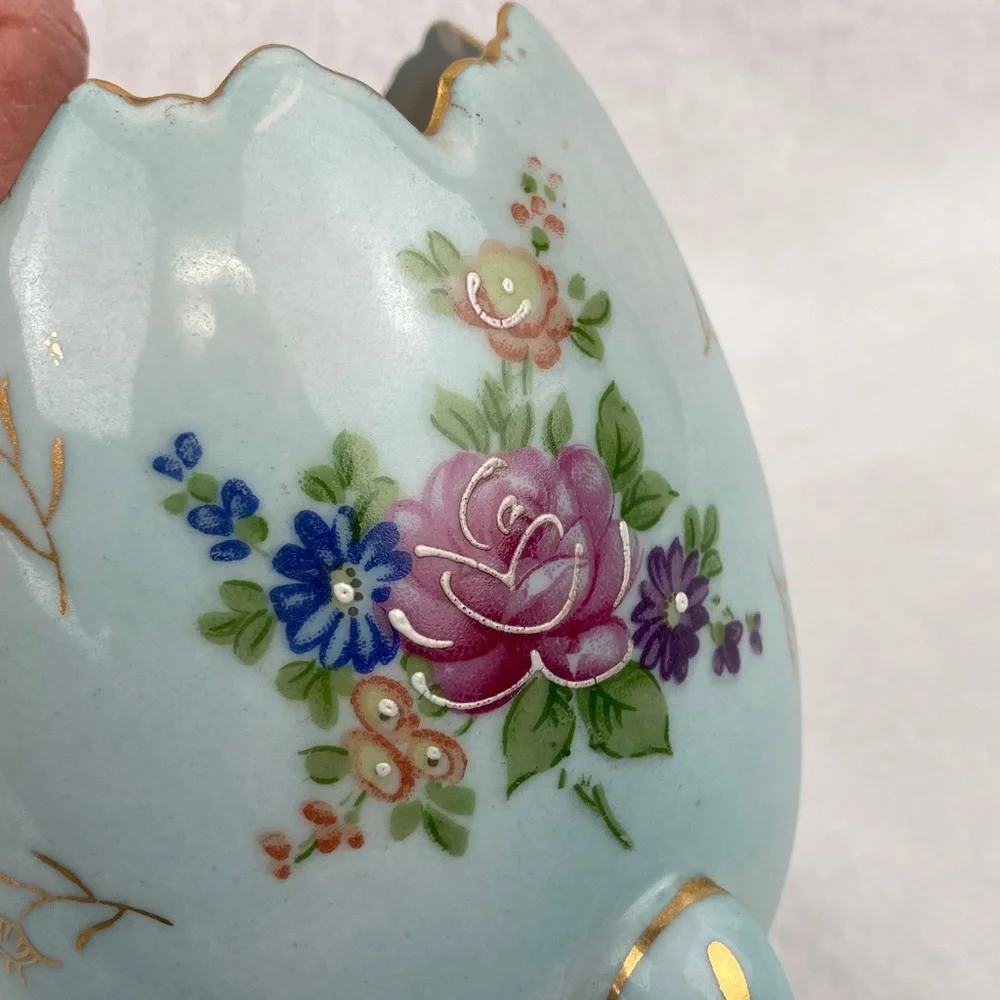 Ardco VTG Floral Decorative Porcelain Egg Vase 1084 5” Japan
